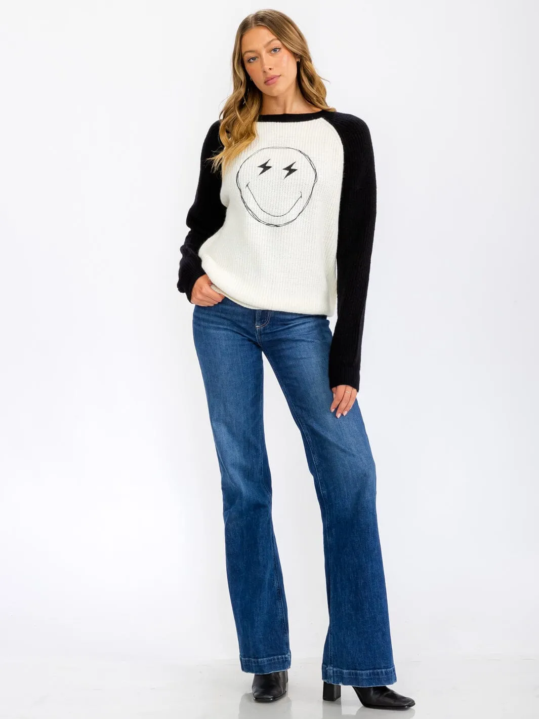 WOMEN'S LONG SLEEVE GRAPHIC COLORBLOCK PULLOVER SWEATER