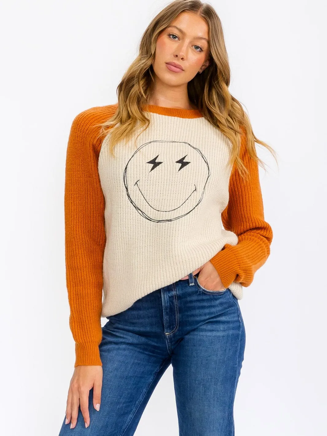 WOMEN'S LONG SLEEVE GRAPHIC COLORBLOCK PULLOVER SWEATER