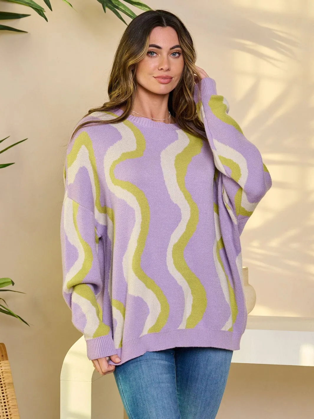 WOMEN'S LONG SLEEVE PULLOVER MULTI SWEATER
