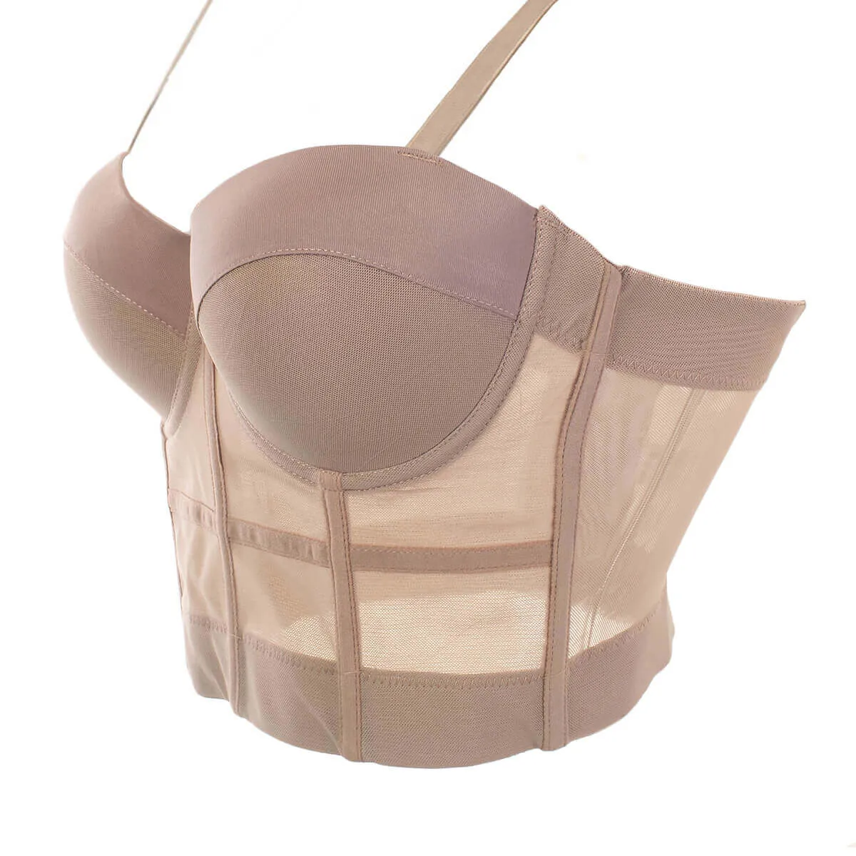 Women's Mesh Push Up Corset Bustier Crop Top