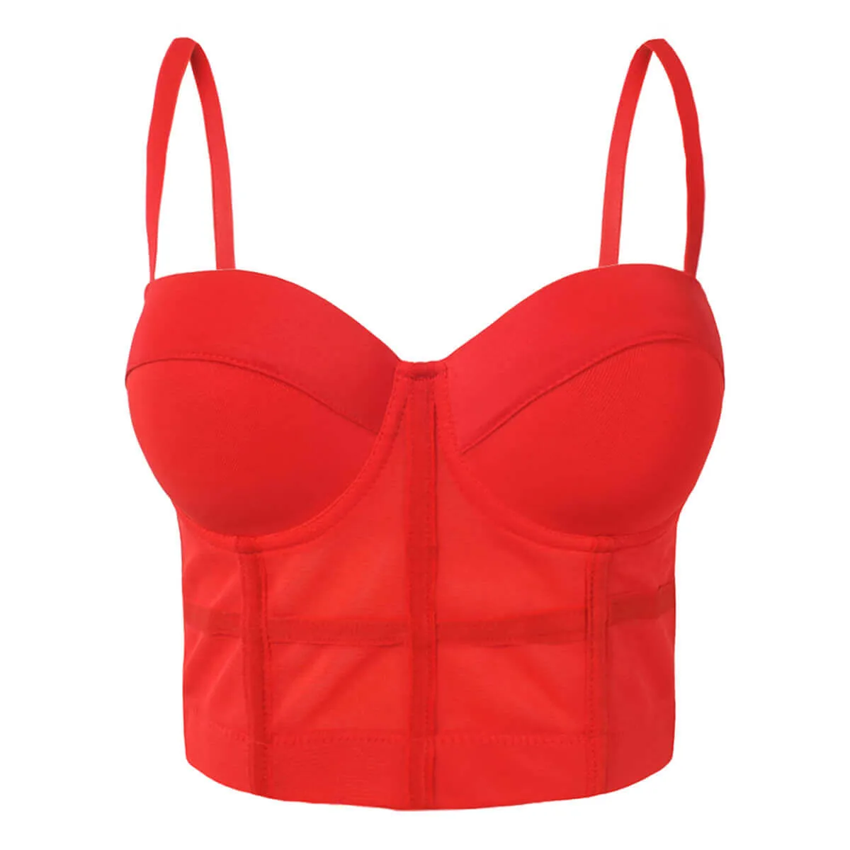 Women's Mesh Push Up Corset Bustier Crop Top