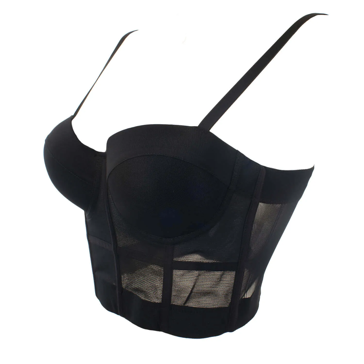 Women's Mesh Push Up Corset Bustier Crop Top