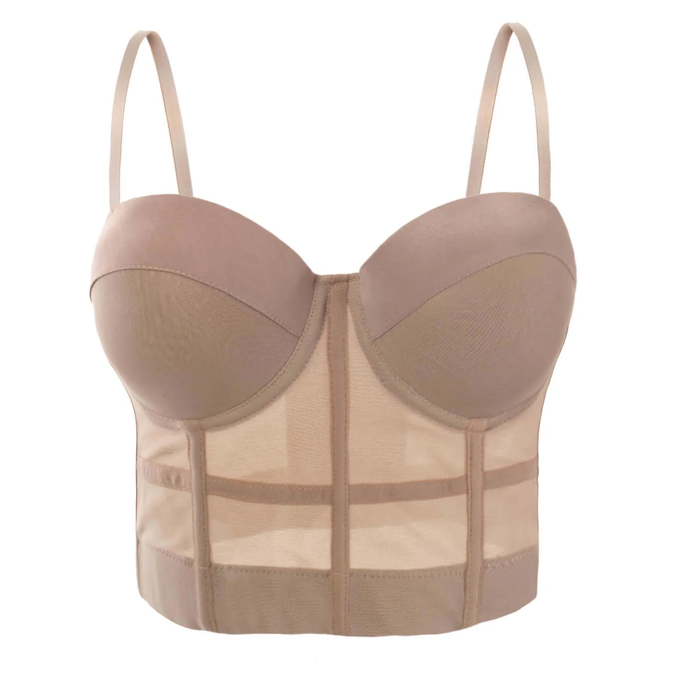 Women's Mesh Push Up Corset Bustier Crop Top