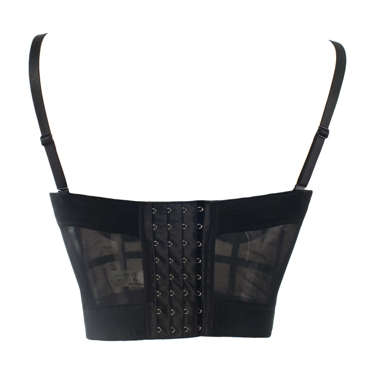 Women's Mesh Push Up Corset Bustier Crop Top
