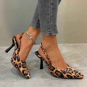 Womens Summer Pointed Toe Simple Solid Color High Heels PU Leather Outdoor Casual Party Dress
