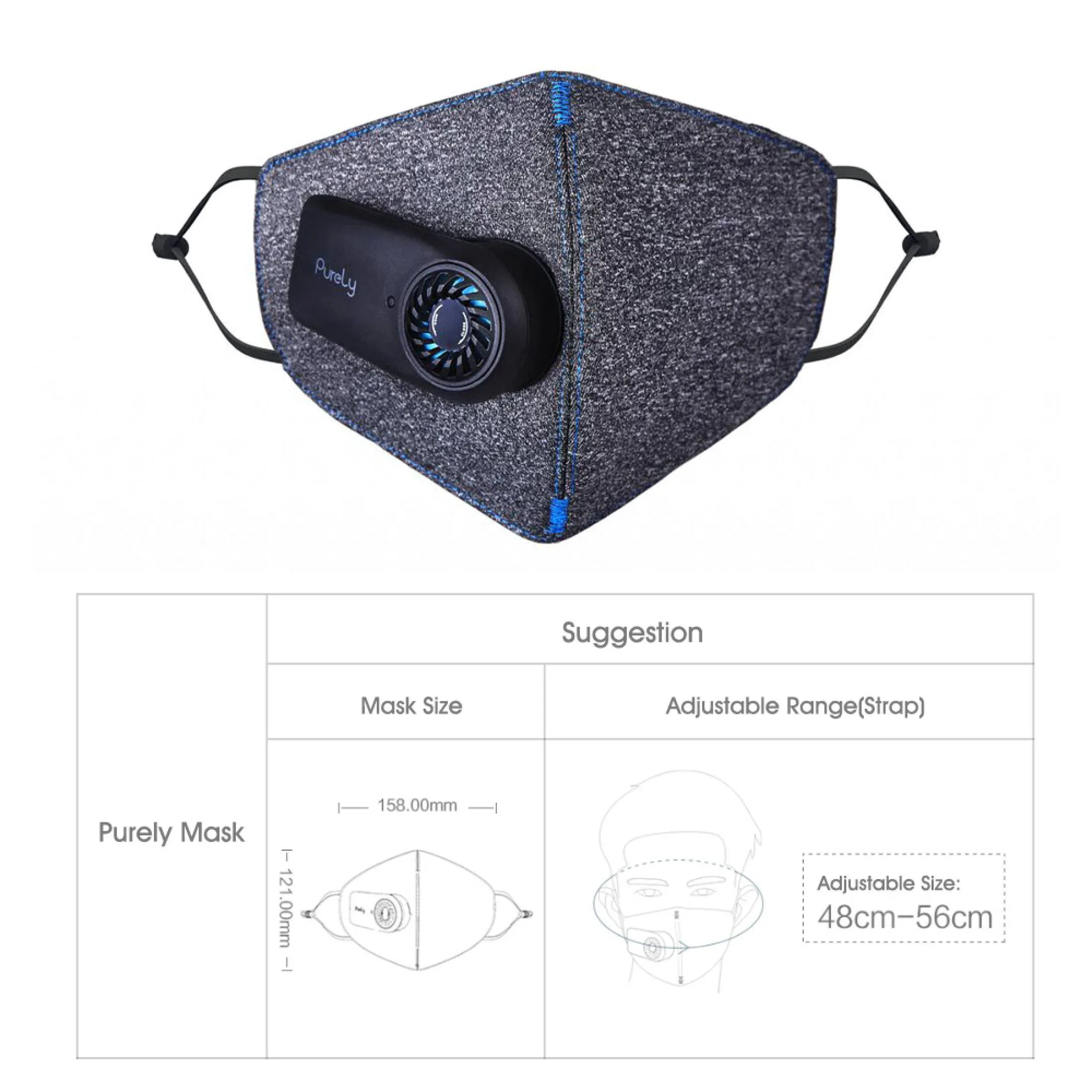 Xiaomi Purely Anti-haze Pollution Air Mask With Breathable Fan PM2.5 550mAh Battery