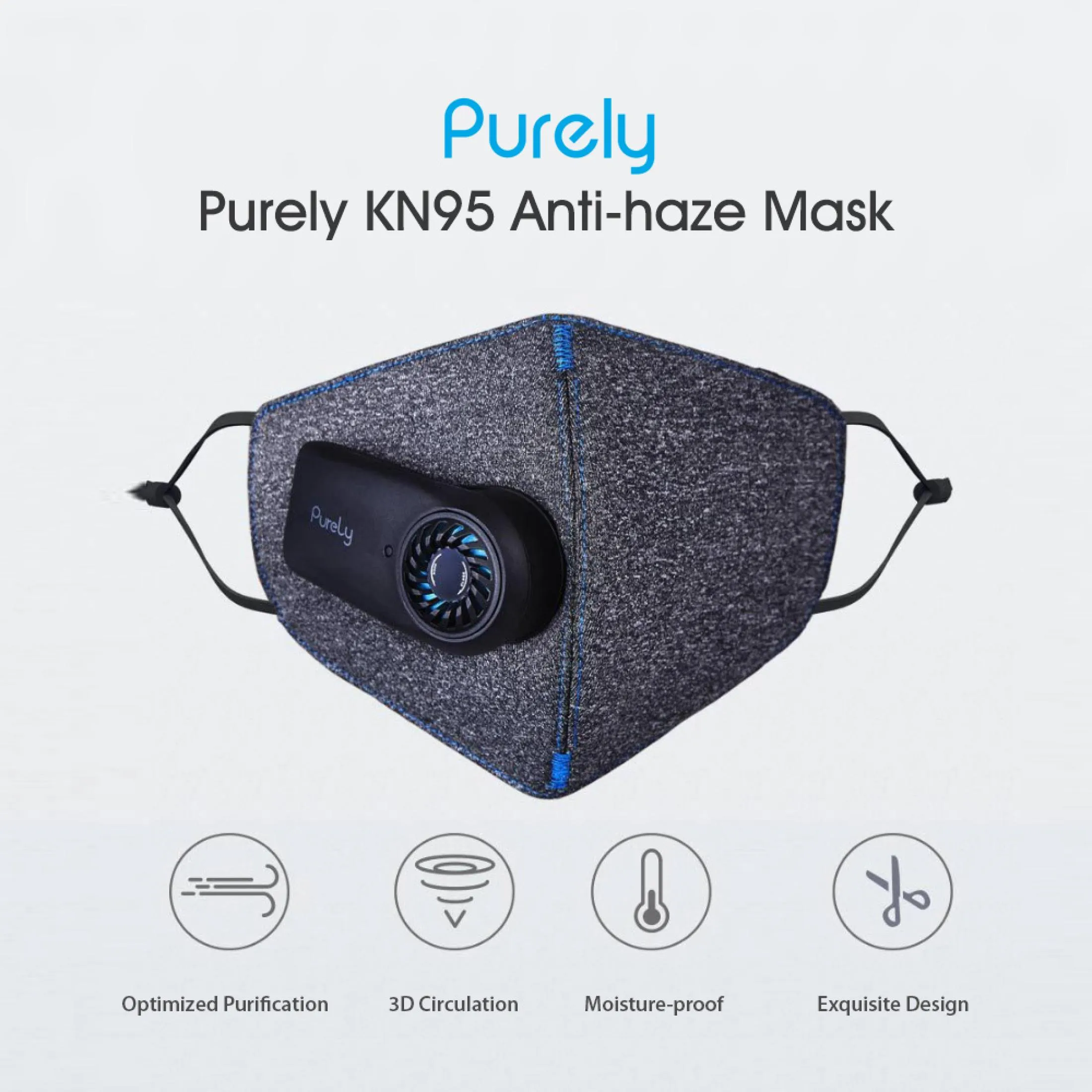 Xiaomi Purely Anti-haze Pollution Air Mask With Breathable Fan PM2.5 550mAh Battery
