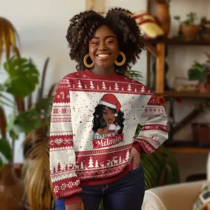 Xmas African American Ugly Christmas Sweater Santa's Favorite Melanin Black Santa Girl TS11