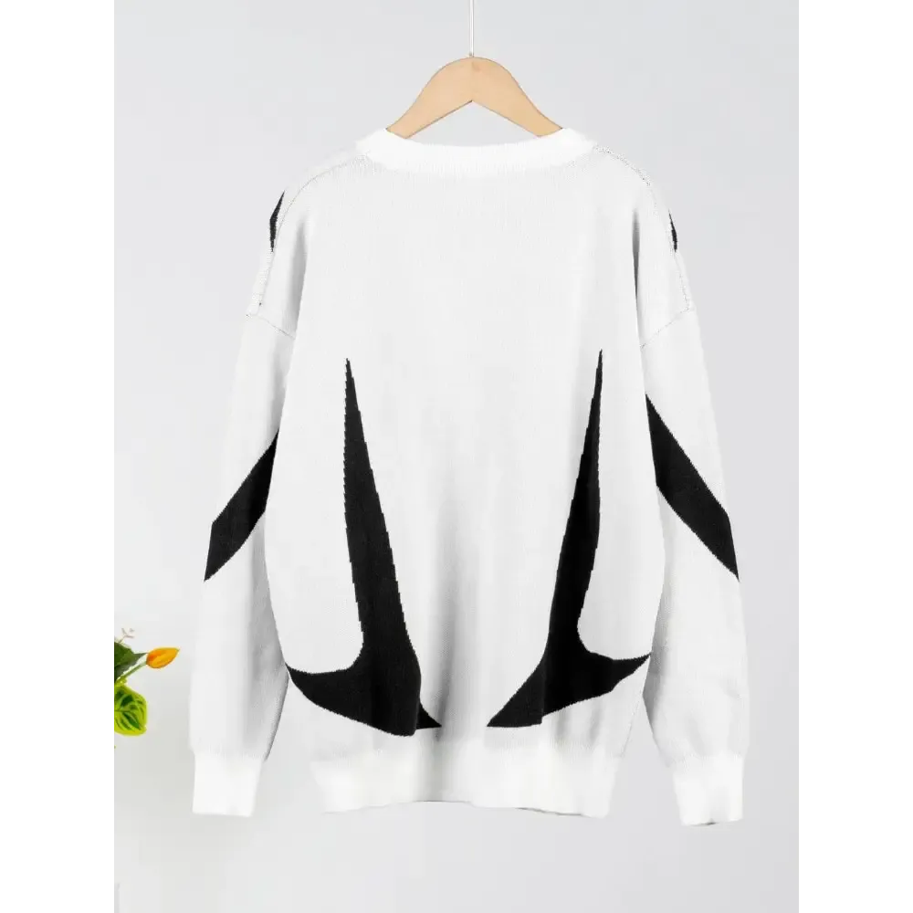 Y2K Knitted Sweater with Futuristic Star Design for Winter Style