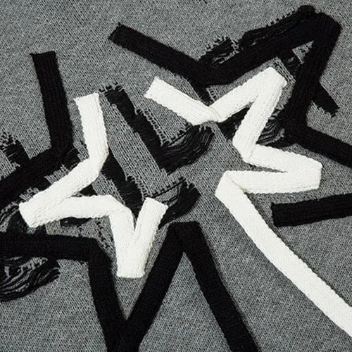 Y2K Shining Ripped Star Sweater