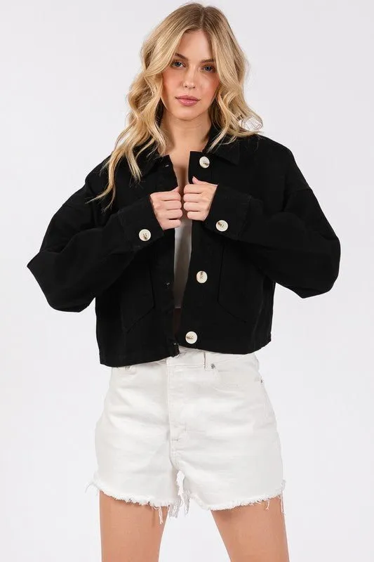 Your New Closet Staple: Bytos Cropped Denim Jacket with Patch Pockets