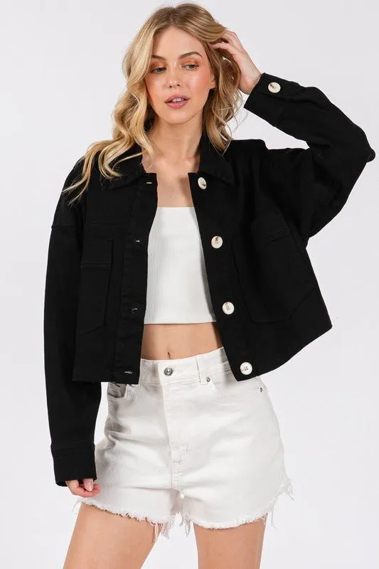 Your New Closet Staple: Bytos Cropped Denim Jacket with Patch Pockets