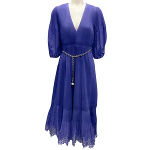 Zimmermann Purple Fine-Pleated Midi Dress
