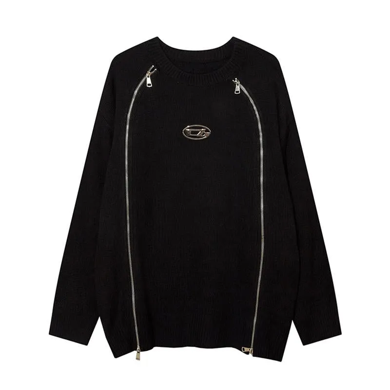 Zipper Basic Oversized Sweater