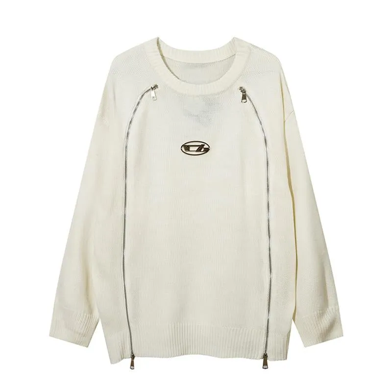 Zipper Basic Oversized Sweater