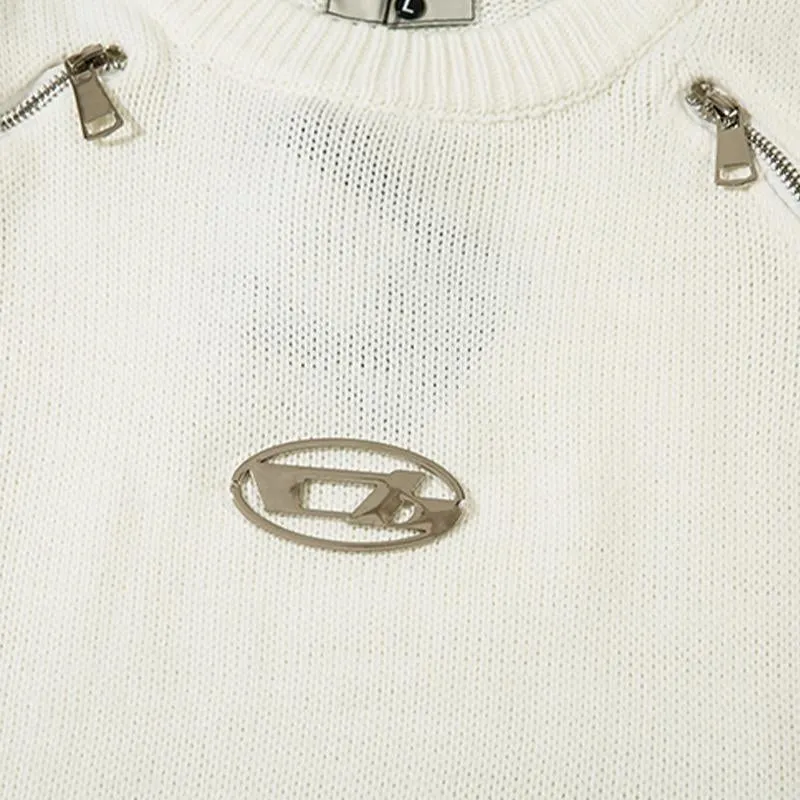 Zipper Basic Oversized Sweater